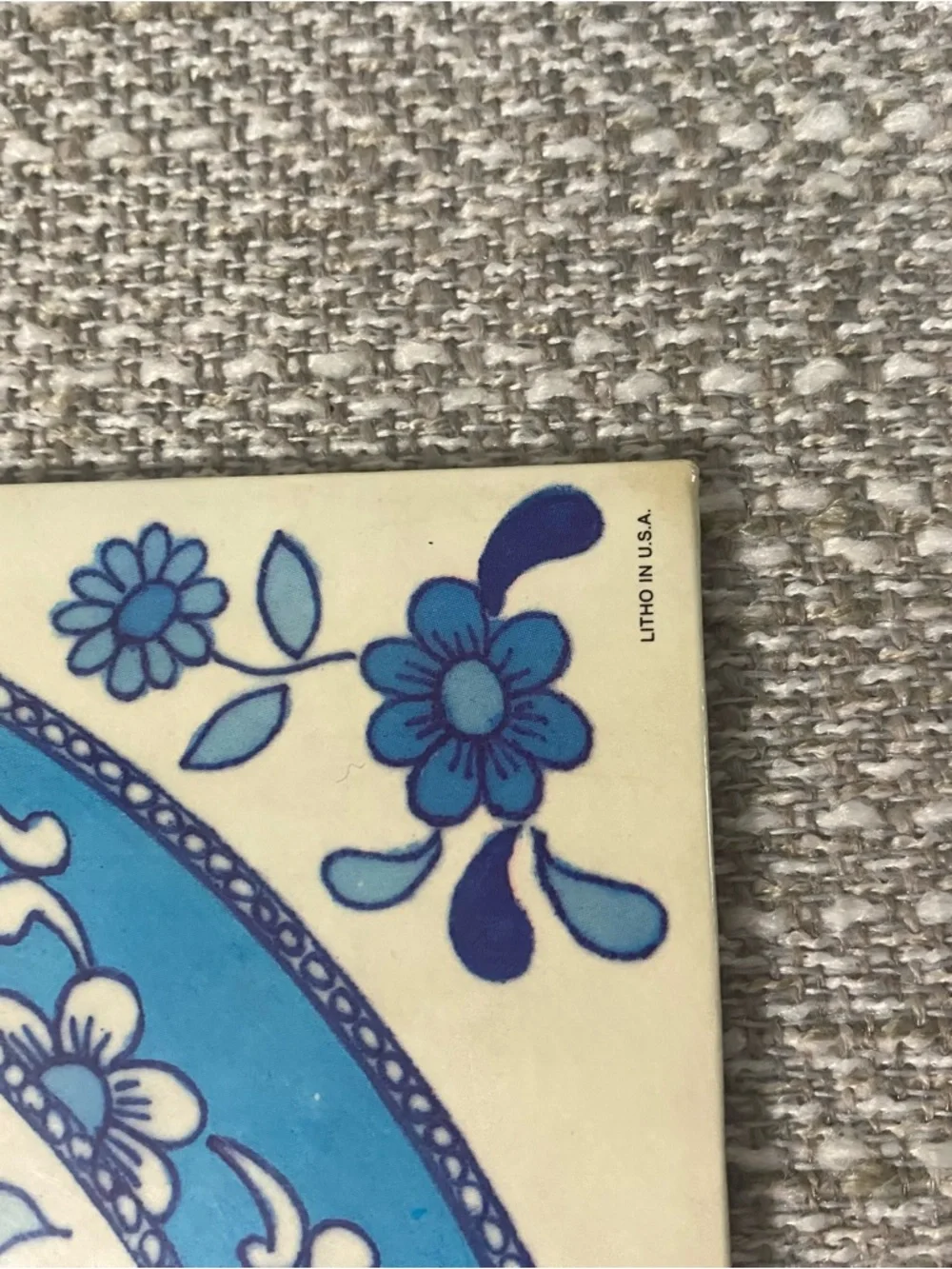 Vintage 1970s Litho In USA Donald Art Co Decor For Wall (1979) Blue & Cream
